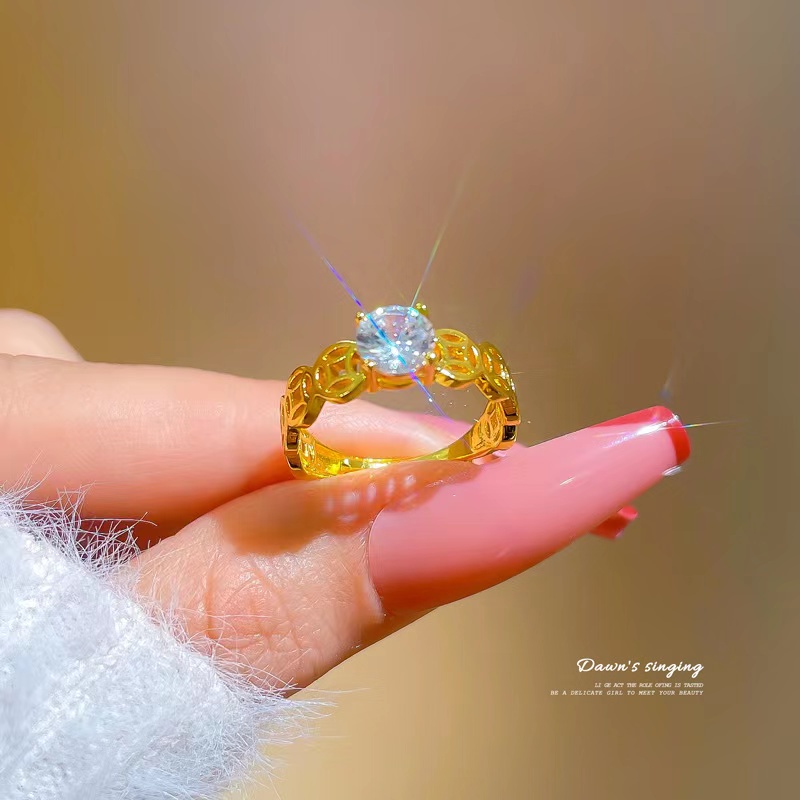 Cincin Model Terbuka Lapis Emas Untuk Wanita