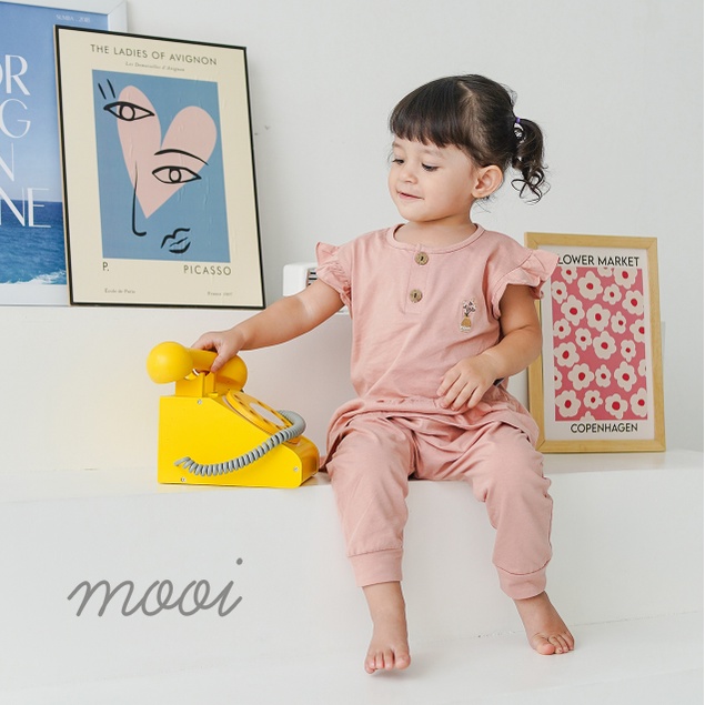 Mooi Jessie Button Set 6M - 3Y Setelan Ruffle Panjang Fashion Anak Perempuan CBKS