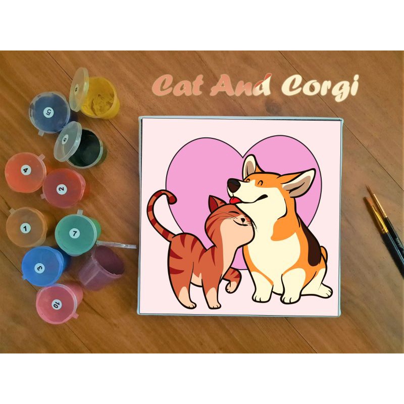 

Paint by Number Cat and Corgi