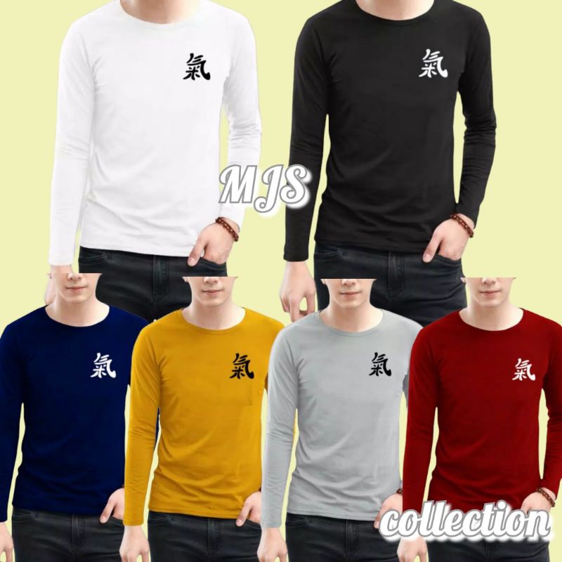 KAOS lengan panjang bergambar tulisan cina(samping)ukuran L. XL. XXL. XXXL