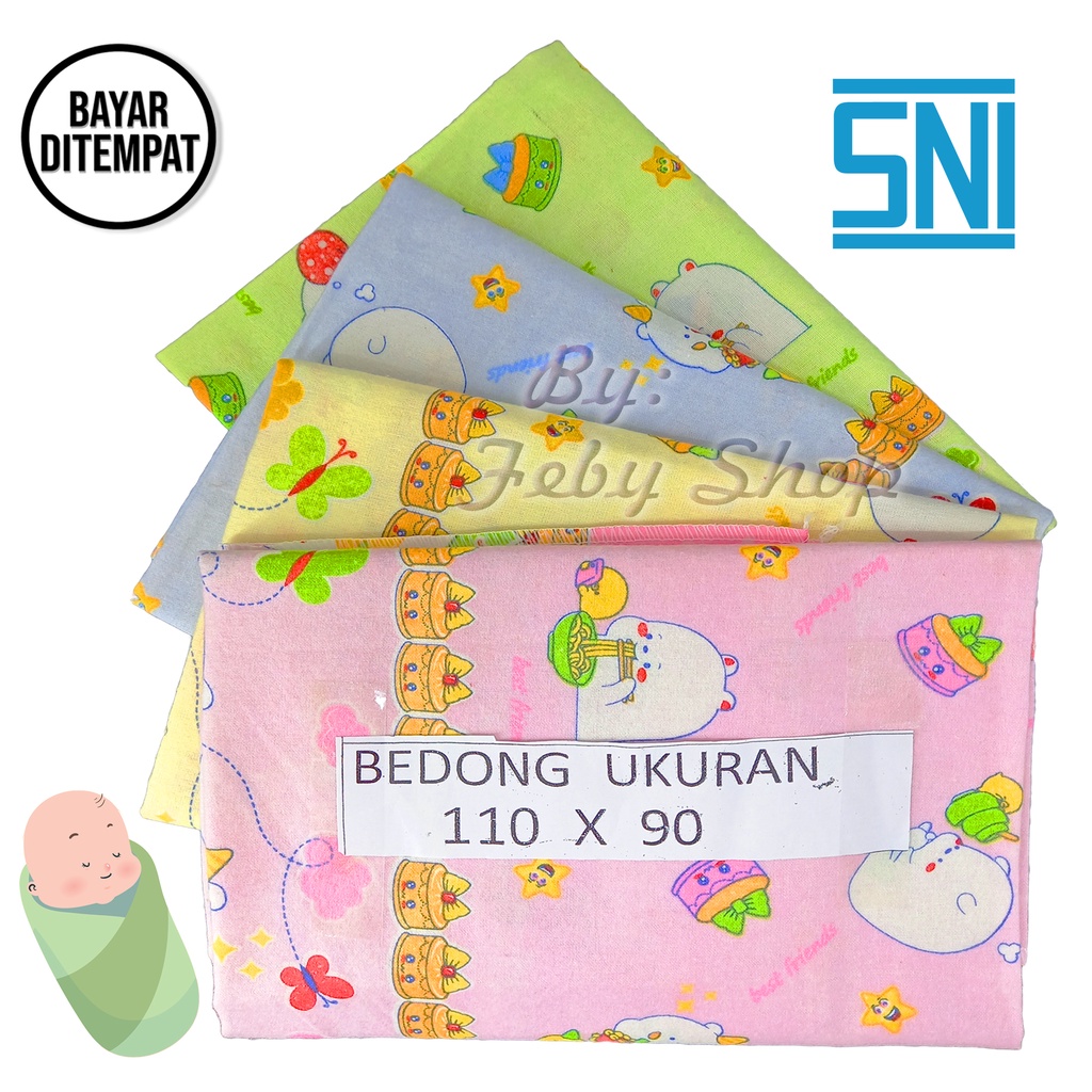 Bedong Bayi Isi 6 Pcs Ukuran 110 x 90 cm Bahan Halus &amp; Lembut Motif Lucu