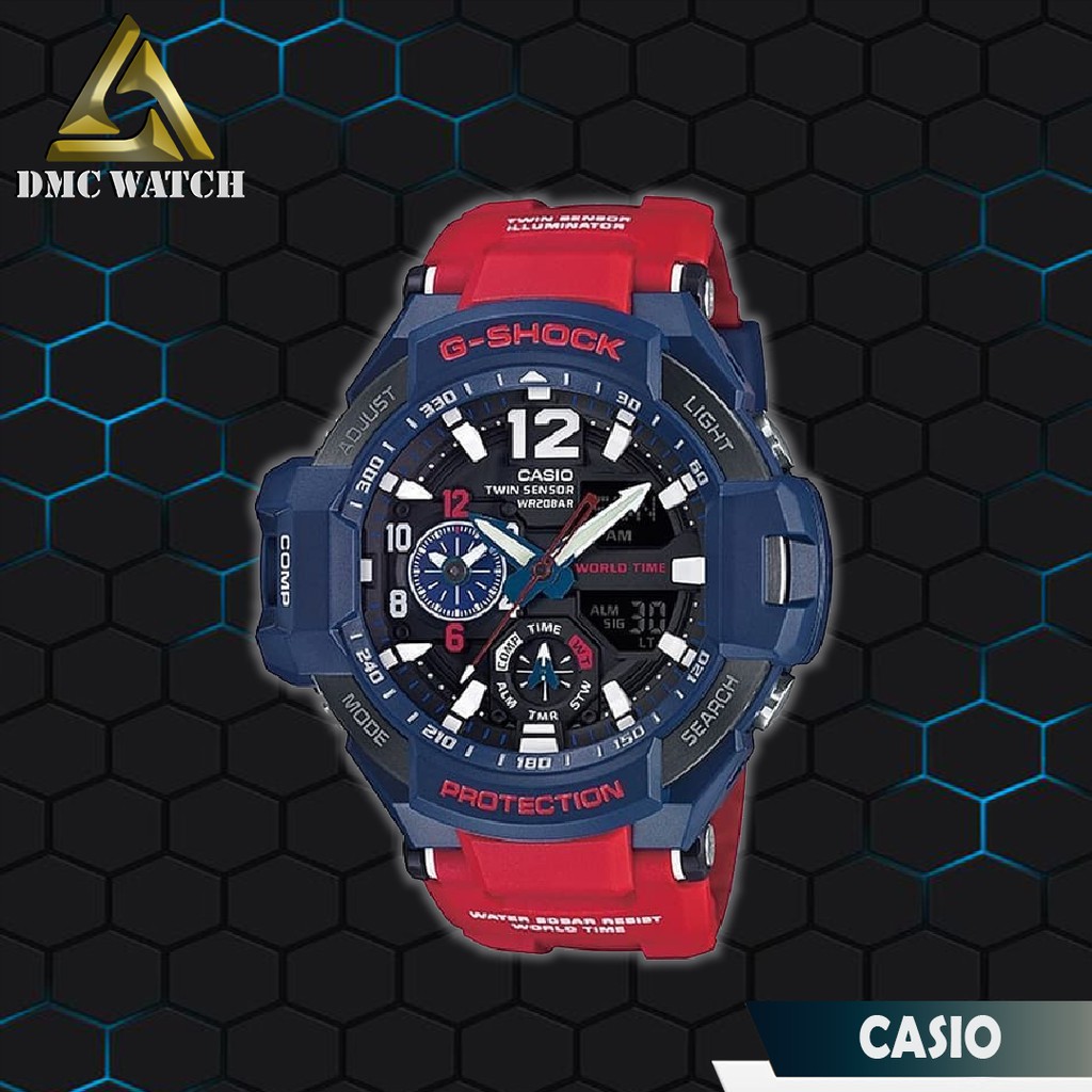 Jam Pria Casio G-Shock GA-1100-2A Gravity Master Red Blue Ori BM