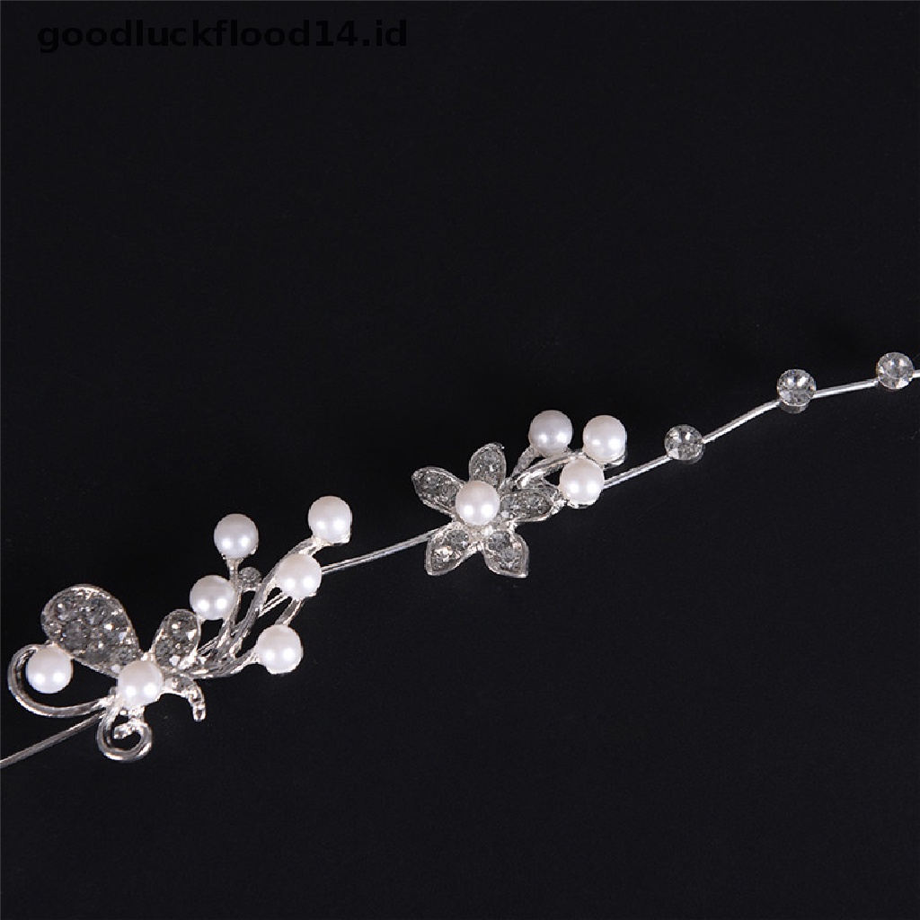 [OOID] New Crystal Rhinestone Pearl Headband Silver Wedding Party Tiara Bridal Hairclip ID