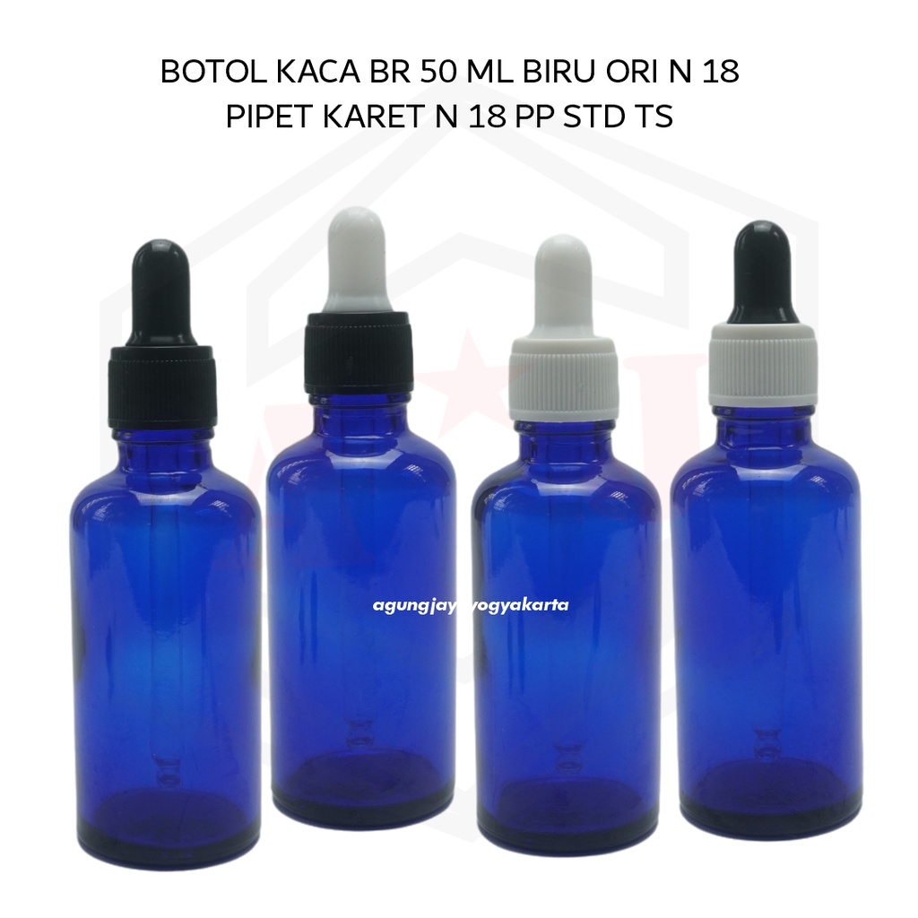 Botol Kaca Serum 50 ml  Biru Ori Pipet TS / Pipet Kaca / Botol Pipet Kaca Biru Ori / Pipet Pipet TS