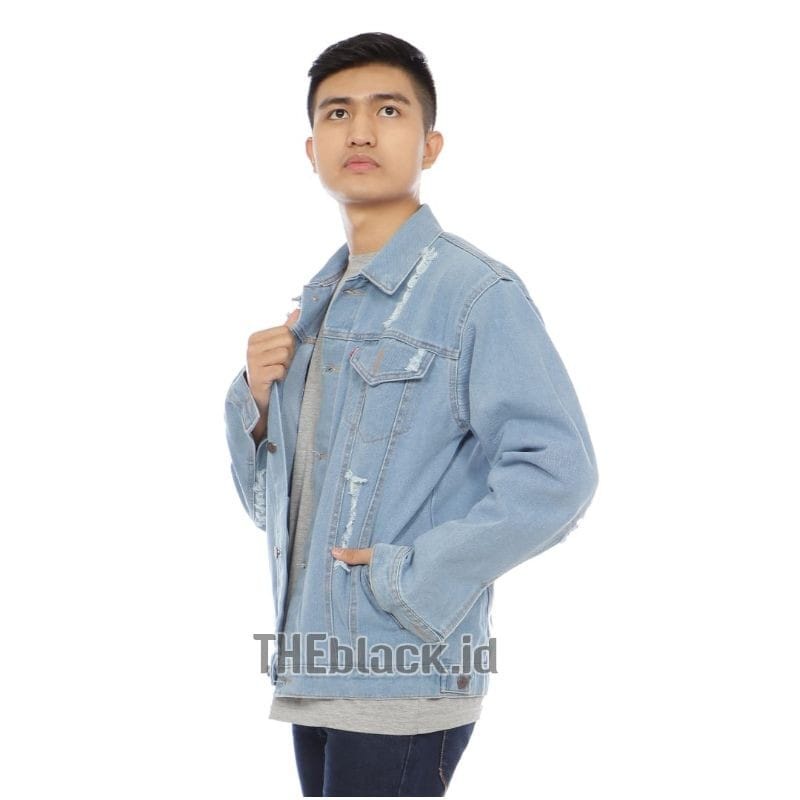 JAKET JEANS PRIA & JAKET DENIM PRIA JAKET JEANS JAKET PRIA JAKET JEANS SANDWASH BISA COD-sobek bioblitz