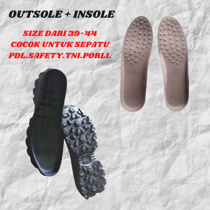 Outsole Karet Mentah Hitam Pdl Safety Paket Sol Dan Insole