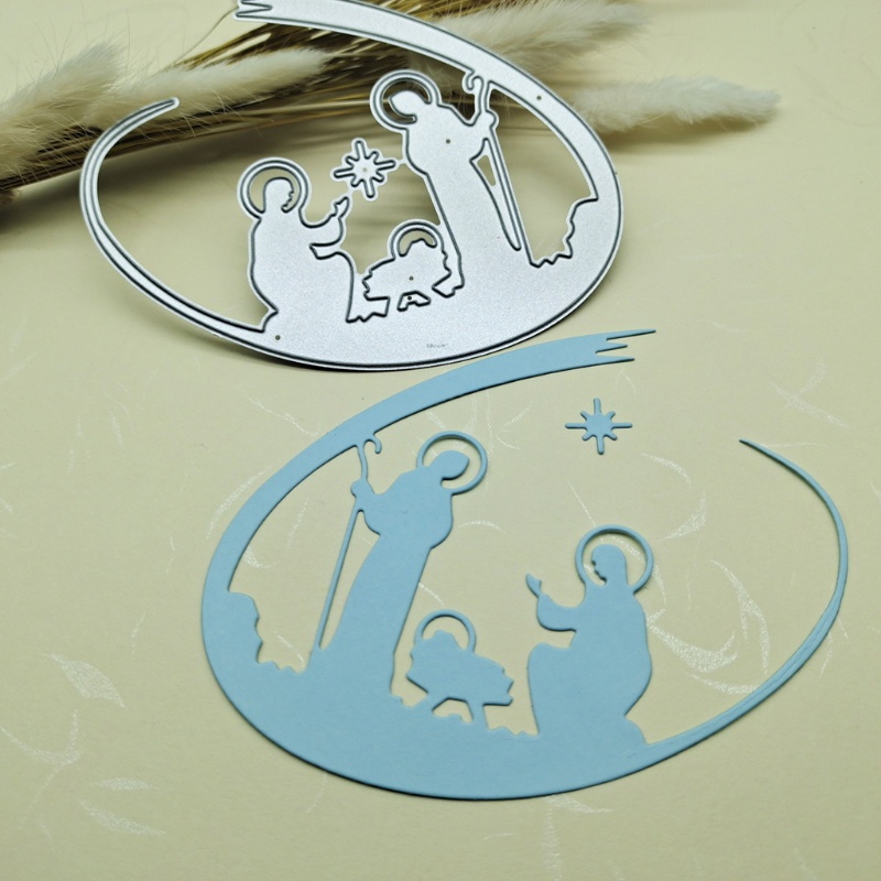 Cetakan Stensil Cutting Dies Motif Yesus Natal Bahan Metal Untuk Scrapbook / Craft DIY / Embossing