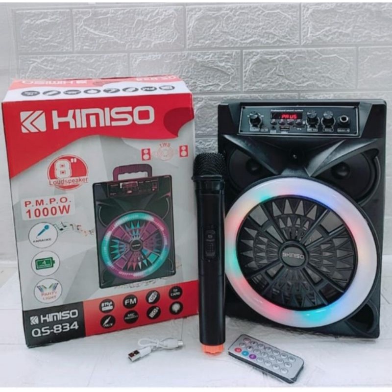 Speaker bluetooth wireless QS-834 8.inch Plus mic wirelees