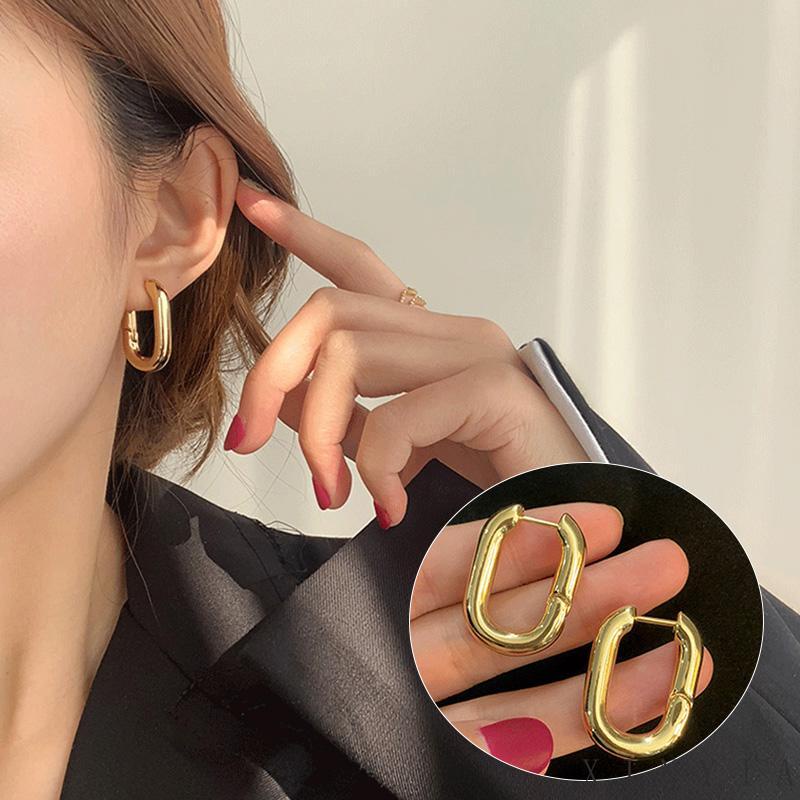 2023 Fashion Korea Anting -anting emas persegi baru Anting Stud Bentuk Persegi Lapis Emas Gaya Retro