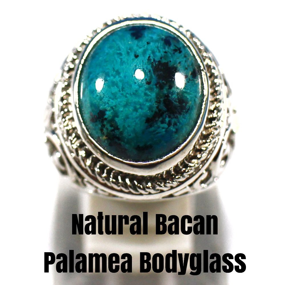 CINCIN BATU AKIK NATURAL KANTORAN BACAN PALAMEA TOTOL KRISTAL BIRU TEMBUS KINCLONG HABIS TERMURAH