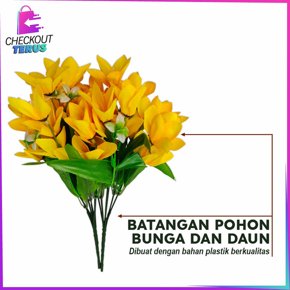 CT C548 Pot Bunga Hias Ornamen Bunga Lily Artificial Dekorasi Rumah Hiasan Pajangan Bunga Hias Plastik