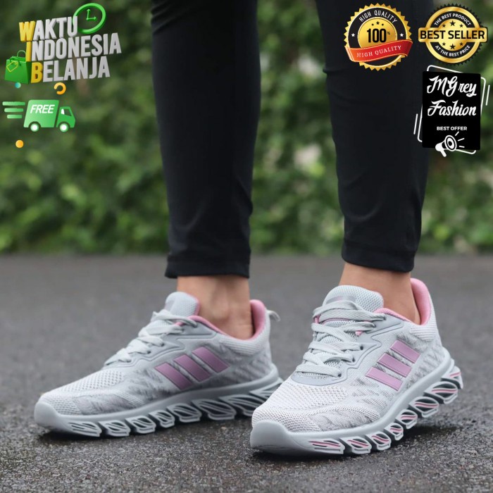 SEPATU OLAHRAGA ADIDAS SPRINGBLADE IMPORT SENAM RUNNING JOGGING WANITA - ABU PINK., 39