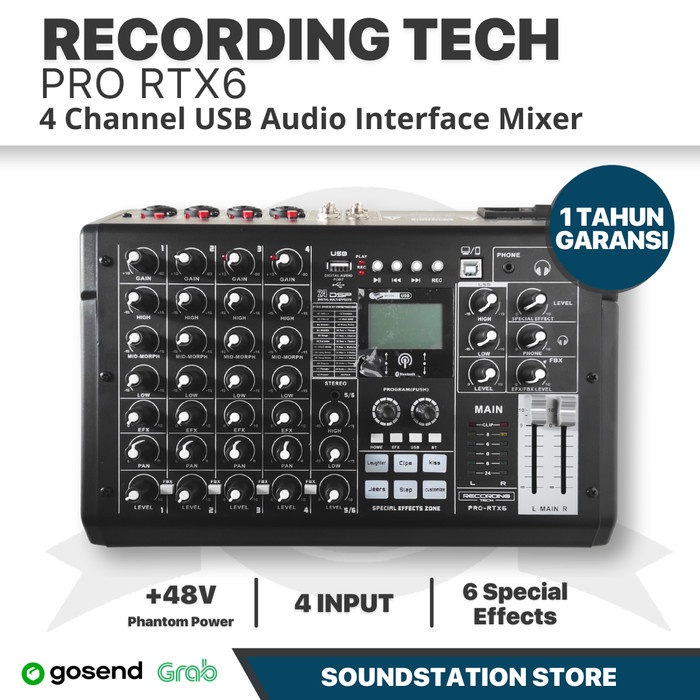 RECORDING TECH PRO RTX6 USB AUDIO MIXER RECORDING, PODCAST STUDIO