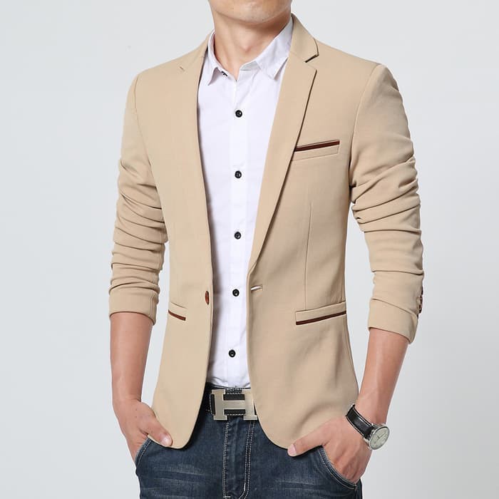 BLAZER MILO - JAS SEMI FORMAL SLIMFIT KOREA STYLE CASUAL TRENDY COKLAT MUDA