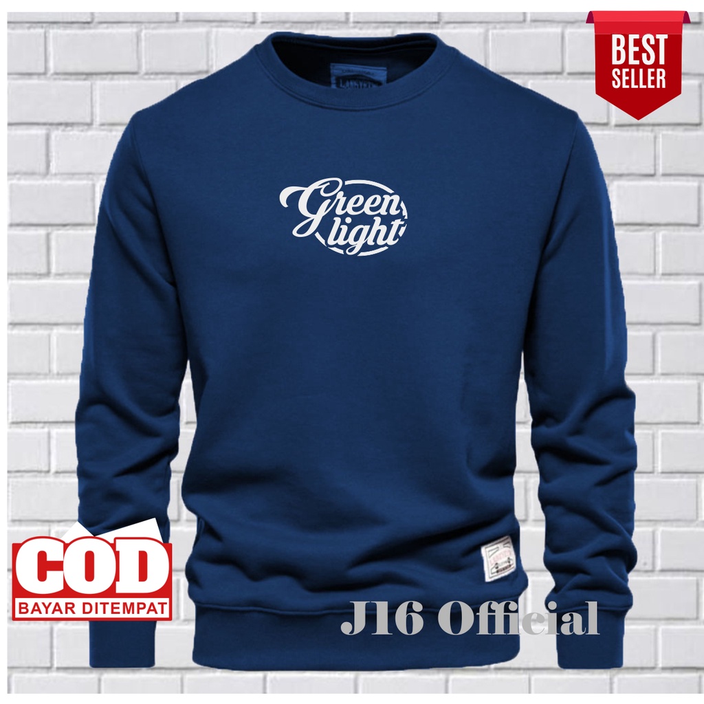 GREENLIGHT Crewneck Sweater Oblong Pria Wanita Bahan Fleece Tebal Premium