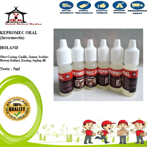 Kepromec Oral 5ml Obat Gudik Jamur Kutu Demodex Scabies Kucing Anjing Kelinci