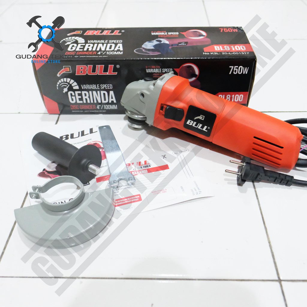 Bull BL 8100 / Mesin Gerinda Tangan 4&quot; Bull BL8100 VS Variable Speed - Angle Grinder Bull 8100