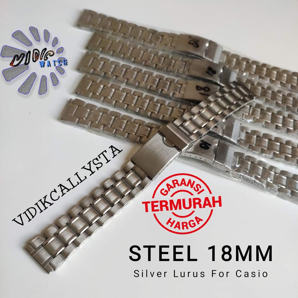 Rantai Jam Tangan Silver Lurus 18mm untuk semua jam Tangan 18 mm strap rantai