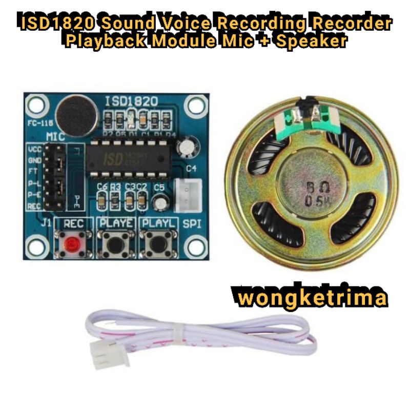 ISD1820 Sound Voice Recording Recorder Playback Module Mic + Speaker modul perekam suara