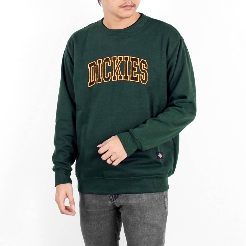 SWEATER CREWNECK DICKIES PUTIH FULL BORDIR FLECCE