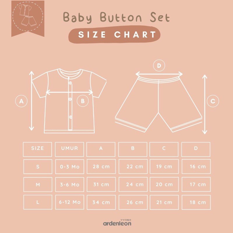 Ardenleon - Baby button SHORT SET (baju setelan)