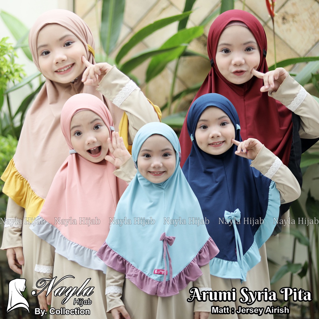 Kerudung Anak Instan Model ARUMI SYIRIA PITA Jersey Airis Hijab Anak Jersey Original Nayla Hija'b