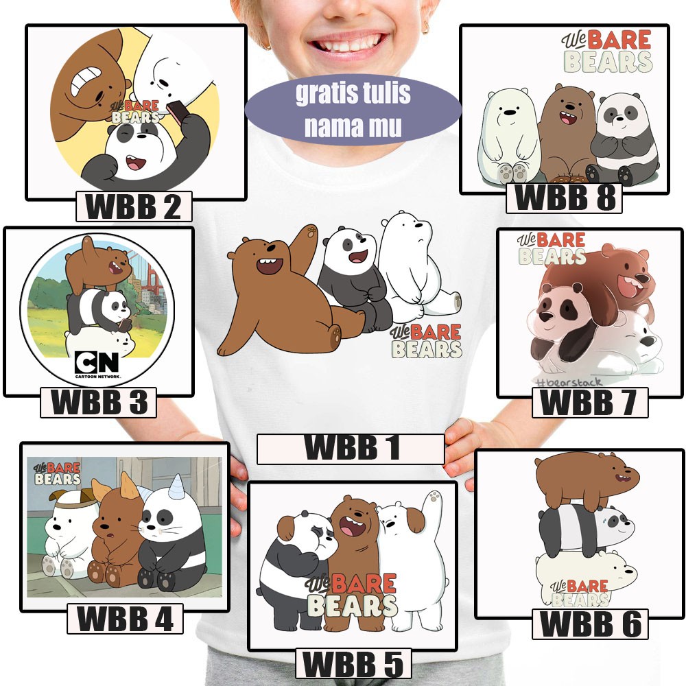 Free Tulis Nama Kaos / Baju Anak We Bare Bears