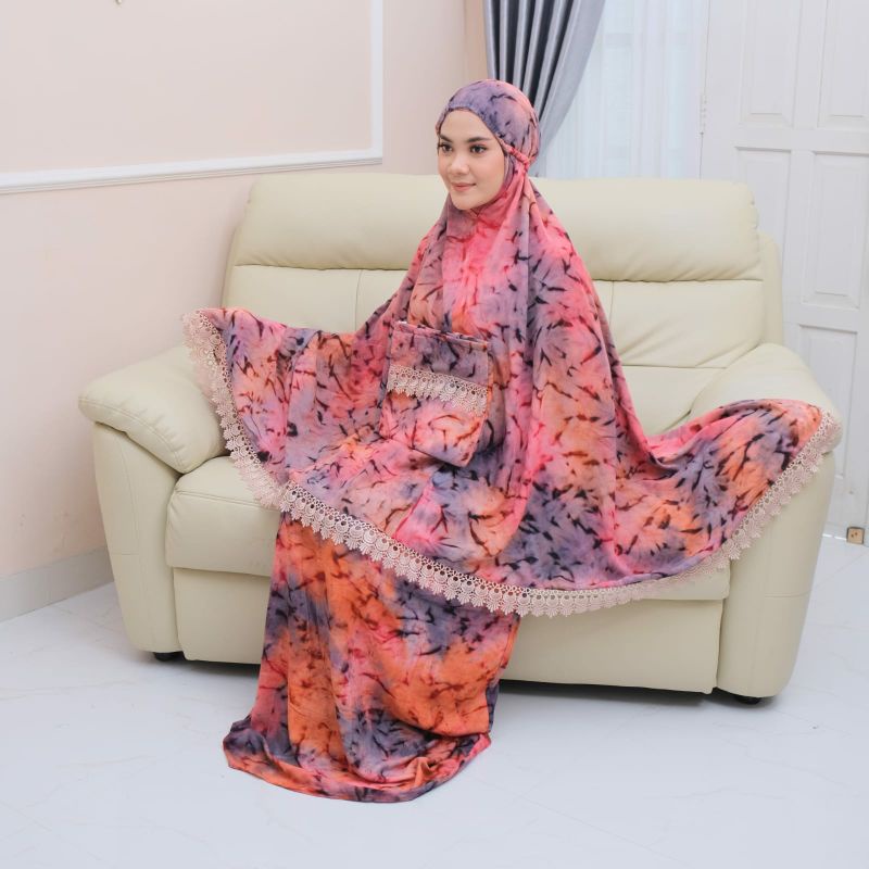 mav boutique mukena tie dye terbaru premium renda jumbo