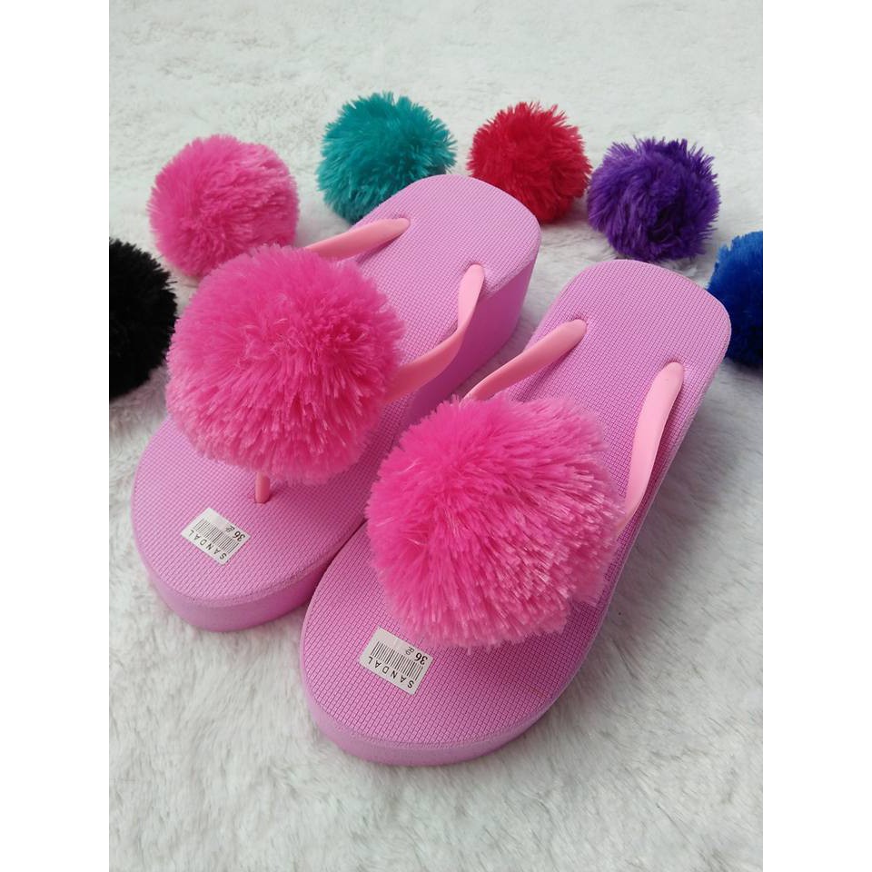 Wedges POMPOM PITA DEWASA sz. 36-40