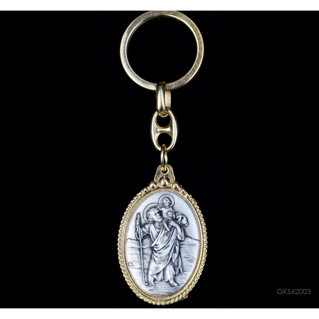Gantungan Kunci Oval St. Christopher Gold  Rohani Italy