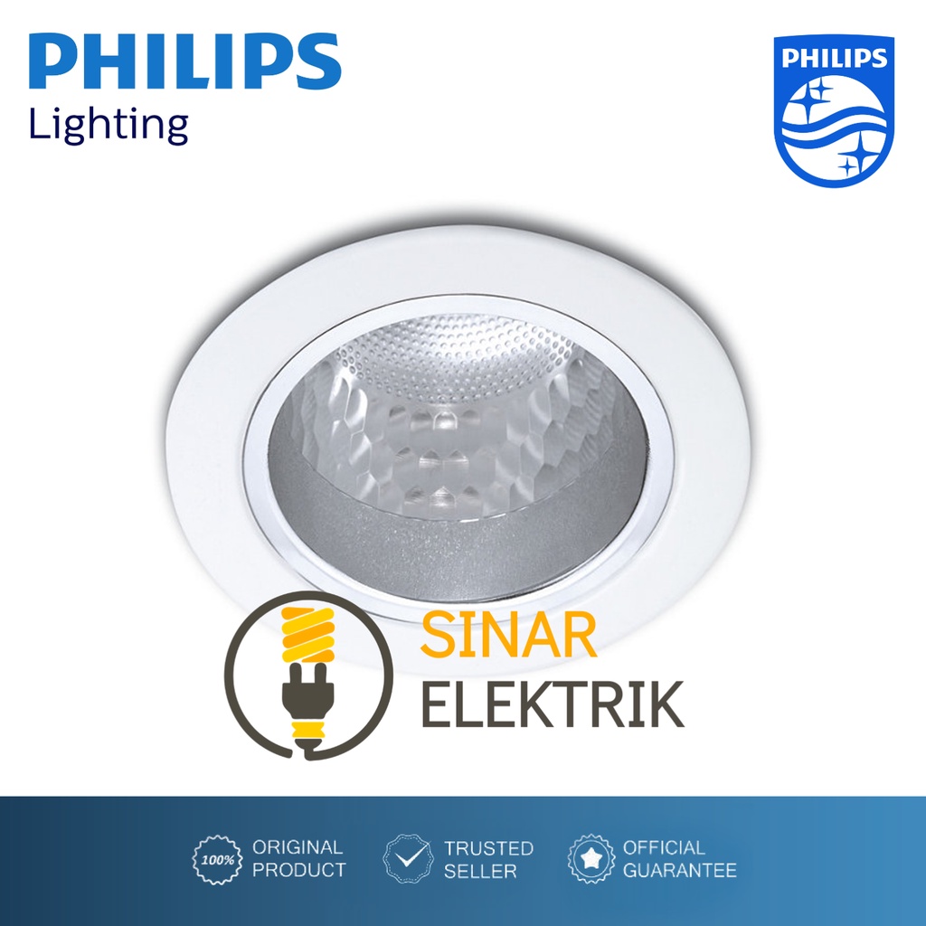 Downlight PHILIPS Recessed 66664 White Nickel - Rumah Lampu Plafon 4 Inch 4 Inci Putih Silver