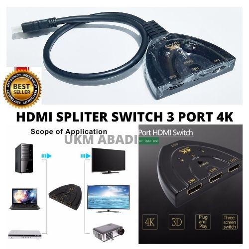 Kabel HDMI Spliter Switch 3 Port Input 4K 2K 3D TV Multimedia 111158