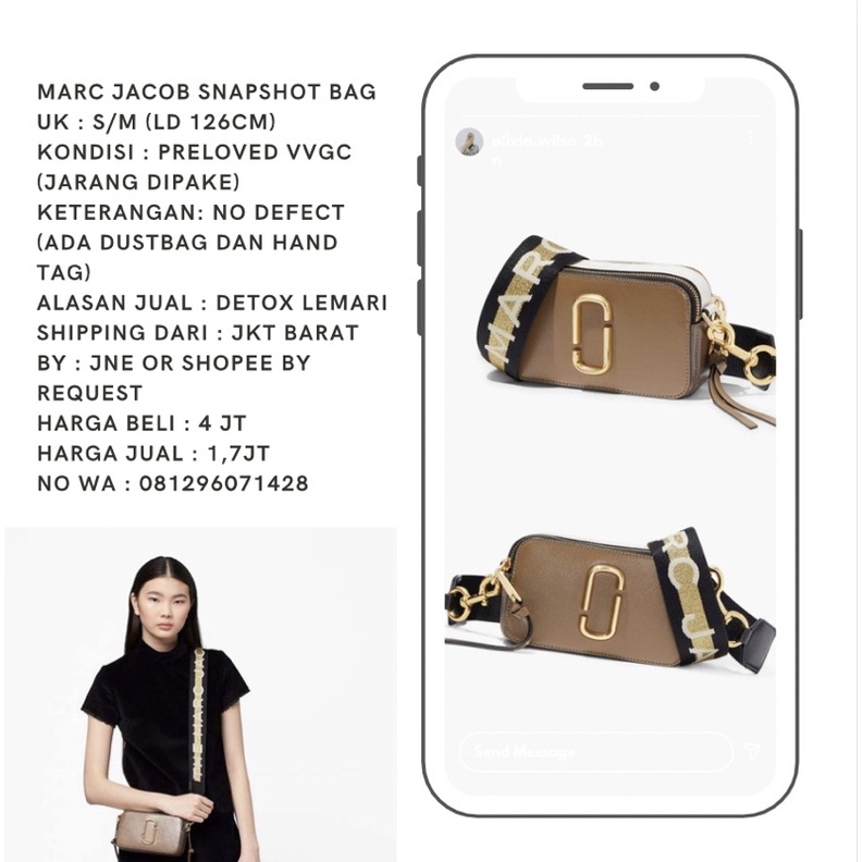 Authentic Marc Jacob Snapshot Bag French Grey