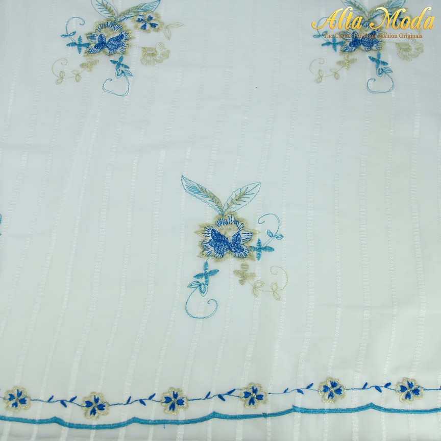 

Alta Moda Katun Bordir Putih Biru Tua (1M)
