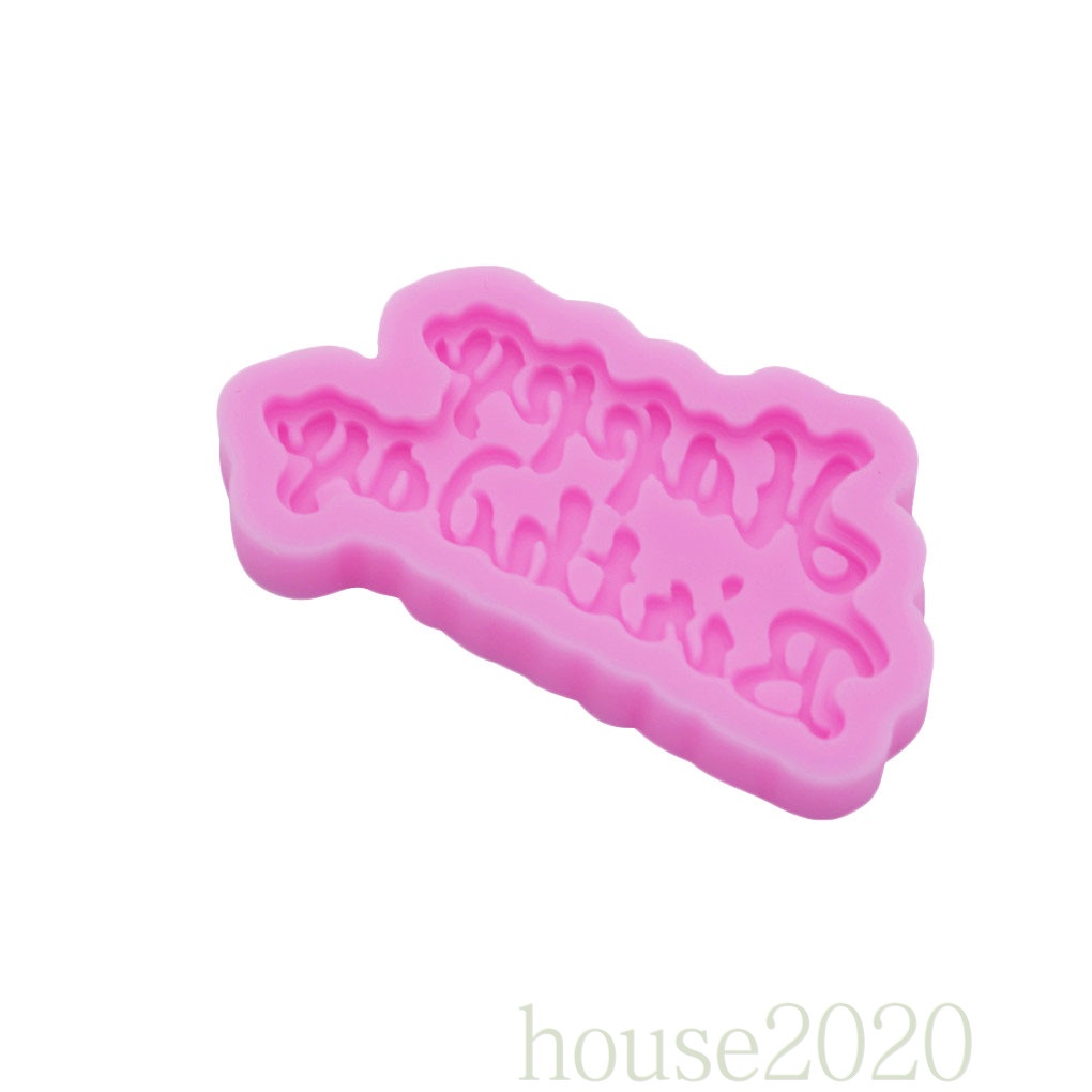 (House2020) Cetakan Kue / Jelly / Cokelat Bentuk Huruf Happy Birthday 3d Bahan Silikon