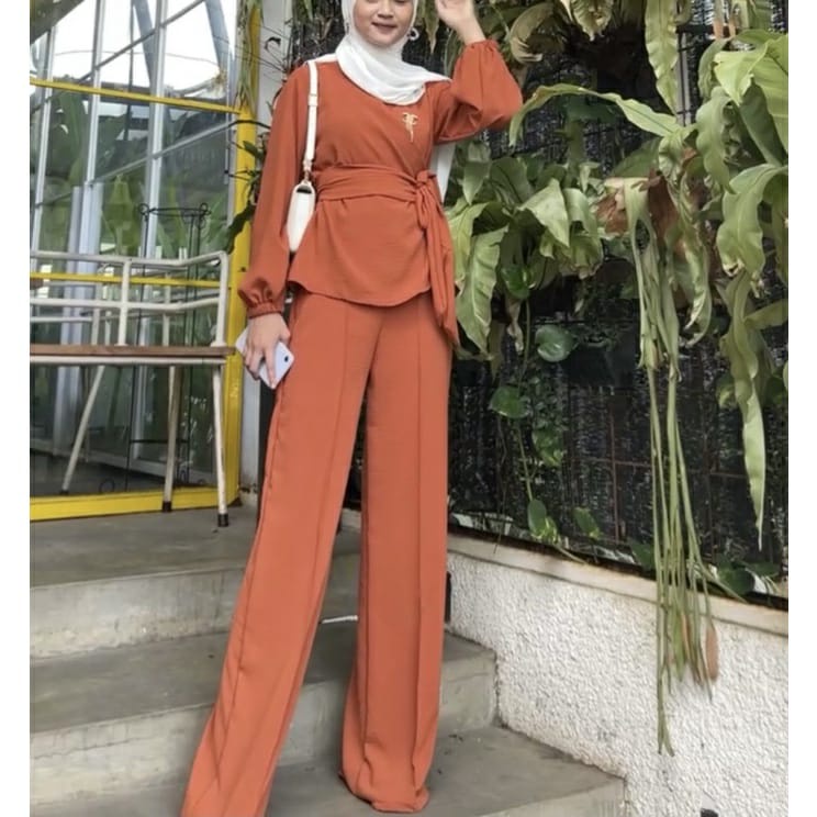 BEFAST - ZFS OOTD Wanita Setelan JENNY / RACHEL SET / Set Atasan+Bawahan Panjang / Setelan Polos Casual / Set Formal / Set Kekinian 2021 / Set Bisa Di Pakain Wanita Hijab