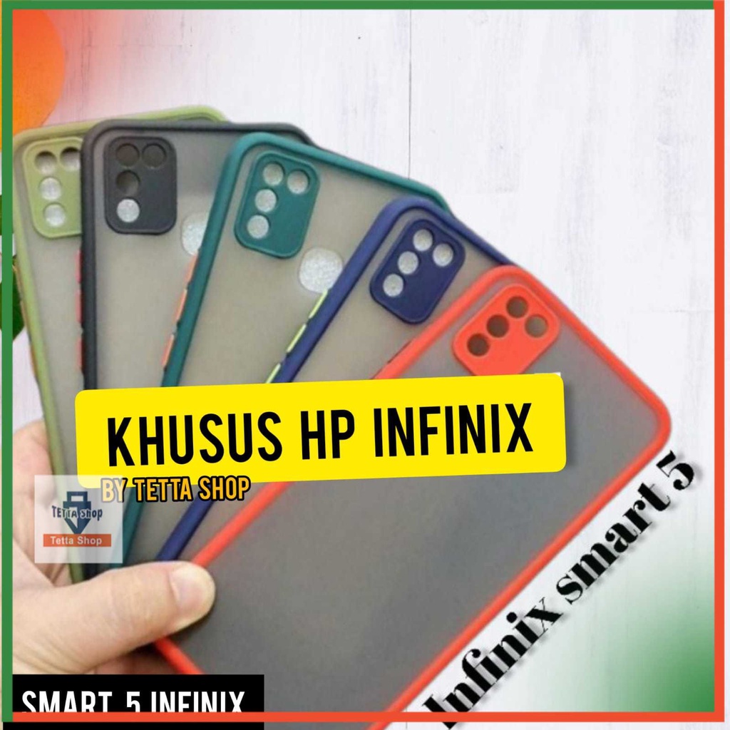 Case Infinix Smart 5 I Silikon Viral Kekinian Belakang Transparan Pinggiran Berwarna Tombol Warna Mencolok I Metal dan Kuat Anti Retak I Matte