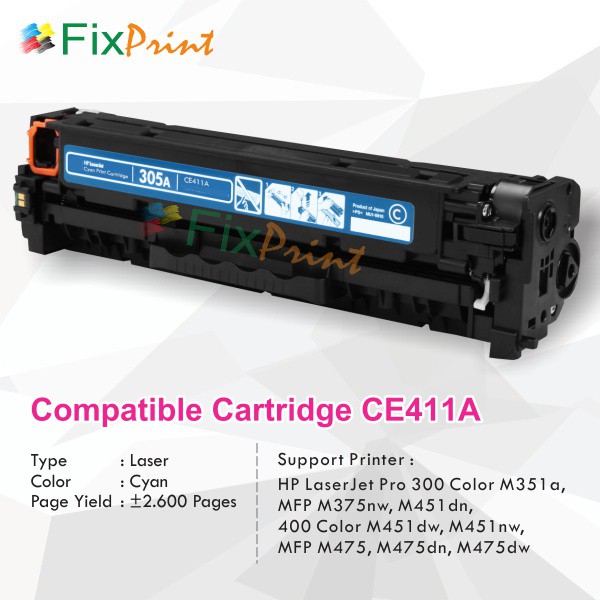 Toner Cartridge Compatible HP Laserjet 305A CE411A Cyan