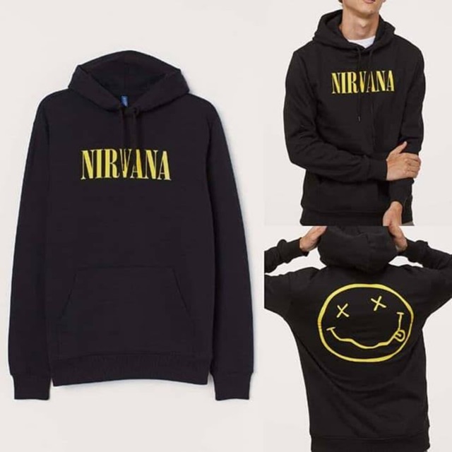 H&M HOODIE NIRVANA BLACK 100% ORIGINAL