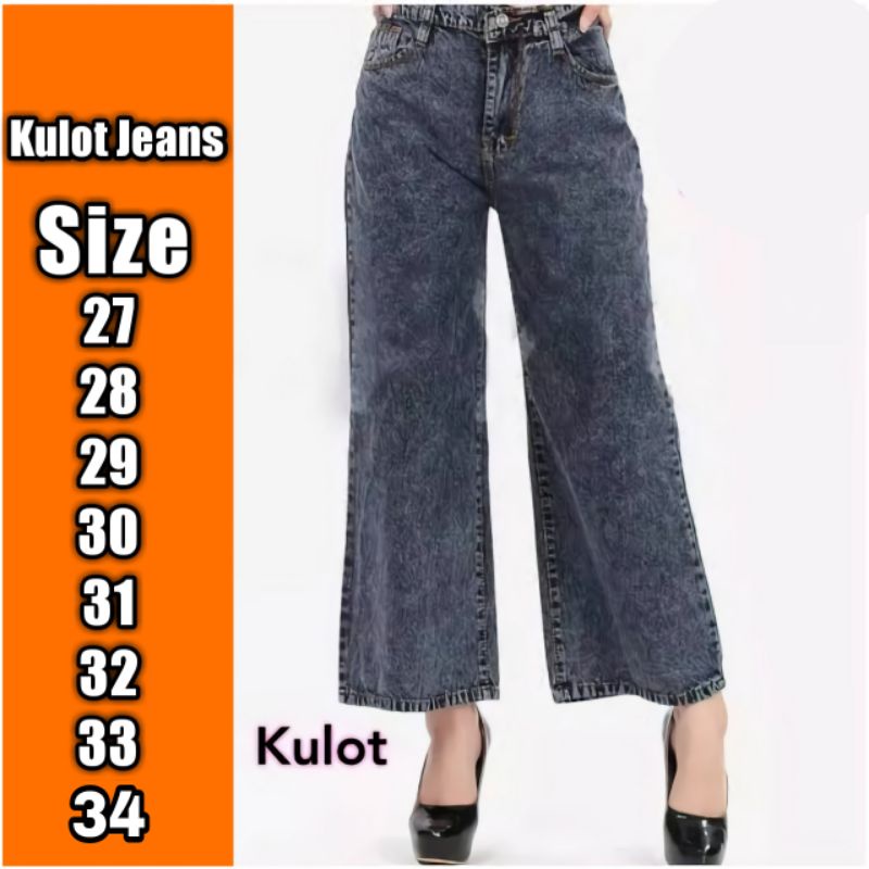 PROMO Kulot Highwaist Wanita Jeans Loose Ukuran 27-34