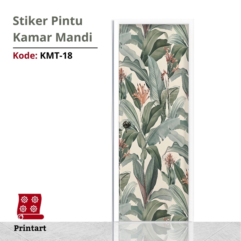 Stiker Pintu Kamar Mandi Toilet Motif Tropical Kode KMT-18 - FX