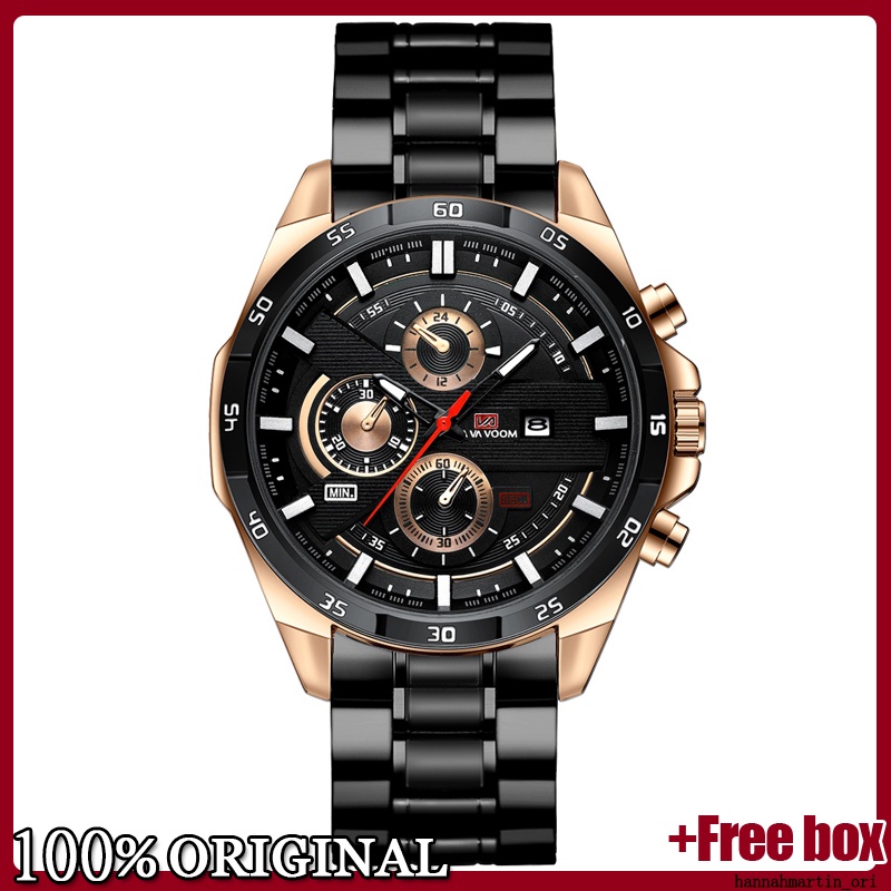 VAVAVOOM Jam Tangan Pria 100% Original Kronograf Tanggal Cowok Quartz Arloji