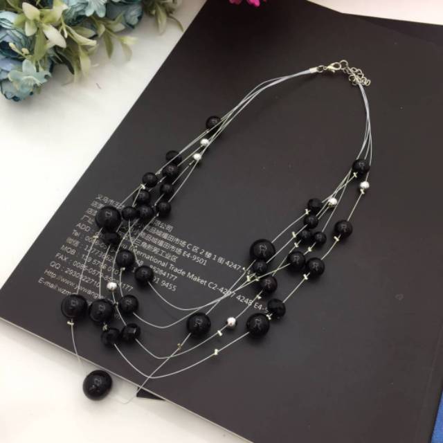 Kalung Etnik Mutiara pearl warna Abu-coklat-ungu-hitam-putih Mp-010