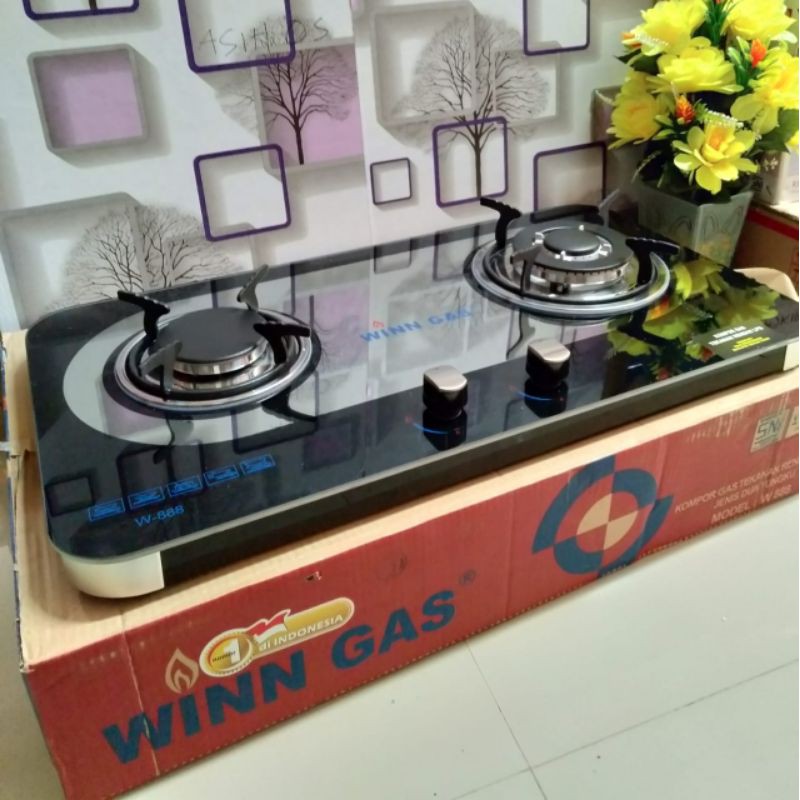 Kompor Gas Winn W888 - 2 Tungku Kaca Anti Karat