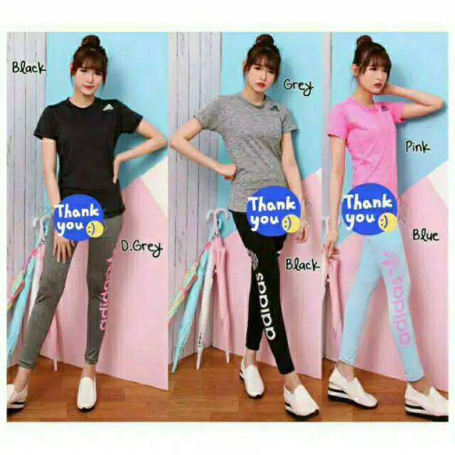 adidas setelan leging dan atasan baju olahraga senam erobic zumba