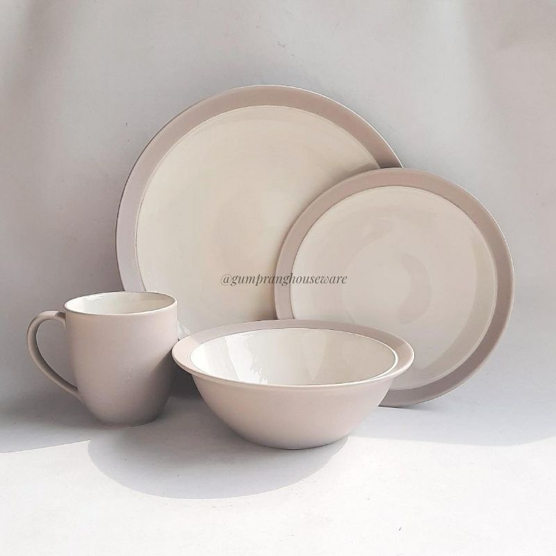 Dinner set keramik biru tosca turqoise abu coklat noritake colorwave