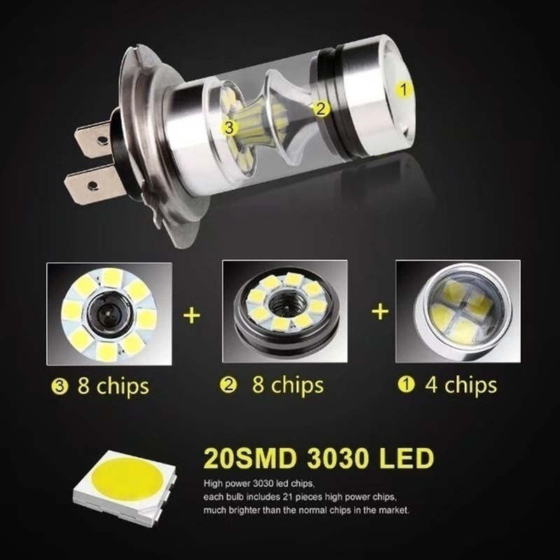 1pc Lampu Kabut Led H7 12v 6000k Super Terang Kualitas Tinggi Untuk Mobil