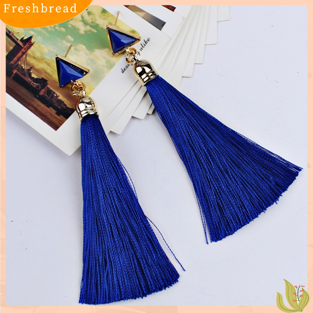 [TERLARIS]Bohemian Women Geometric Triangle Long Tassel Drop Earrings Piercing Jewelry