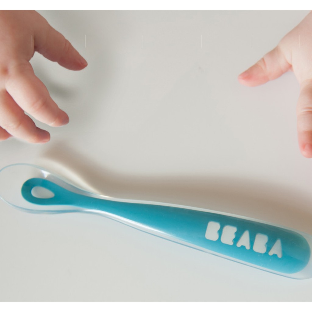 Beaba Ergonomic 1st Age Silicone Spoon - Sendok Makan Anak Bayi Mpasi Belajar Soft Lembut SIlikon Feeding