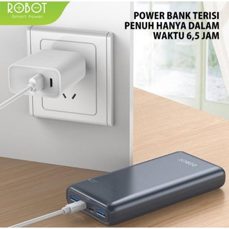 POWERBANK ROBOT 20000MAH LED DUAL PORT USB RT21 QUICK CHARGE